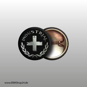 Button Industrial Cross Silber