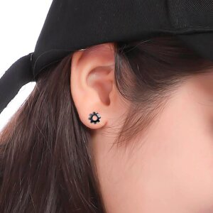 Studs - Gear - Black 925 silver