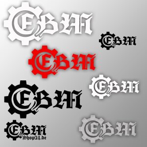 EBM Logo - Aufkleber 100 x 49 mm (XS) Außen (nicht gespiegelt) Weis