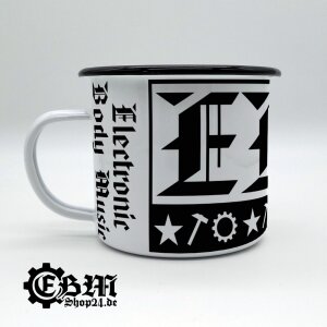 Emailletasse groß - EBM - Three Symbols