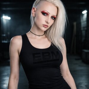 Girlie Tank - EBM Lines - black on black M