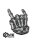 Patch skeleton finger with Mano Cornuta